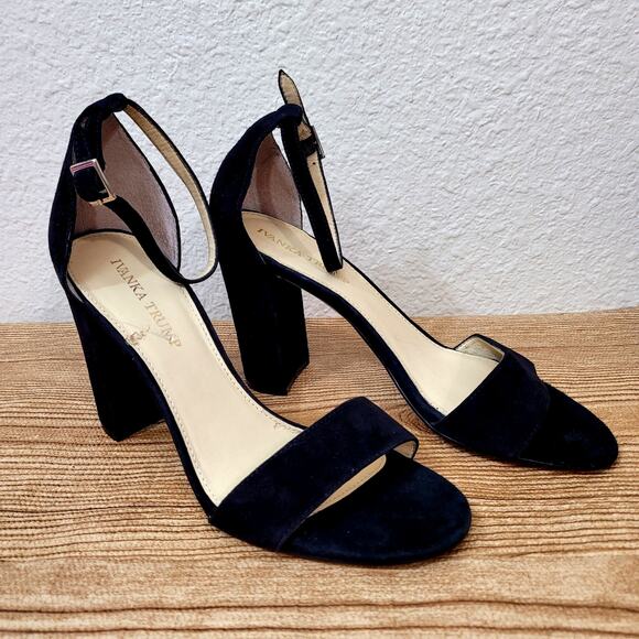 Ivanka Trump Black Suede Womens Shoes 8.5 Open Toe High Heels Sandals ITKLOVER - Picture 1 of 11